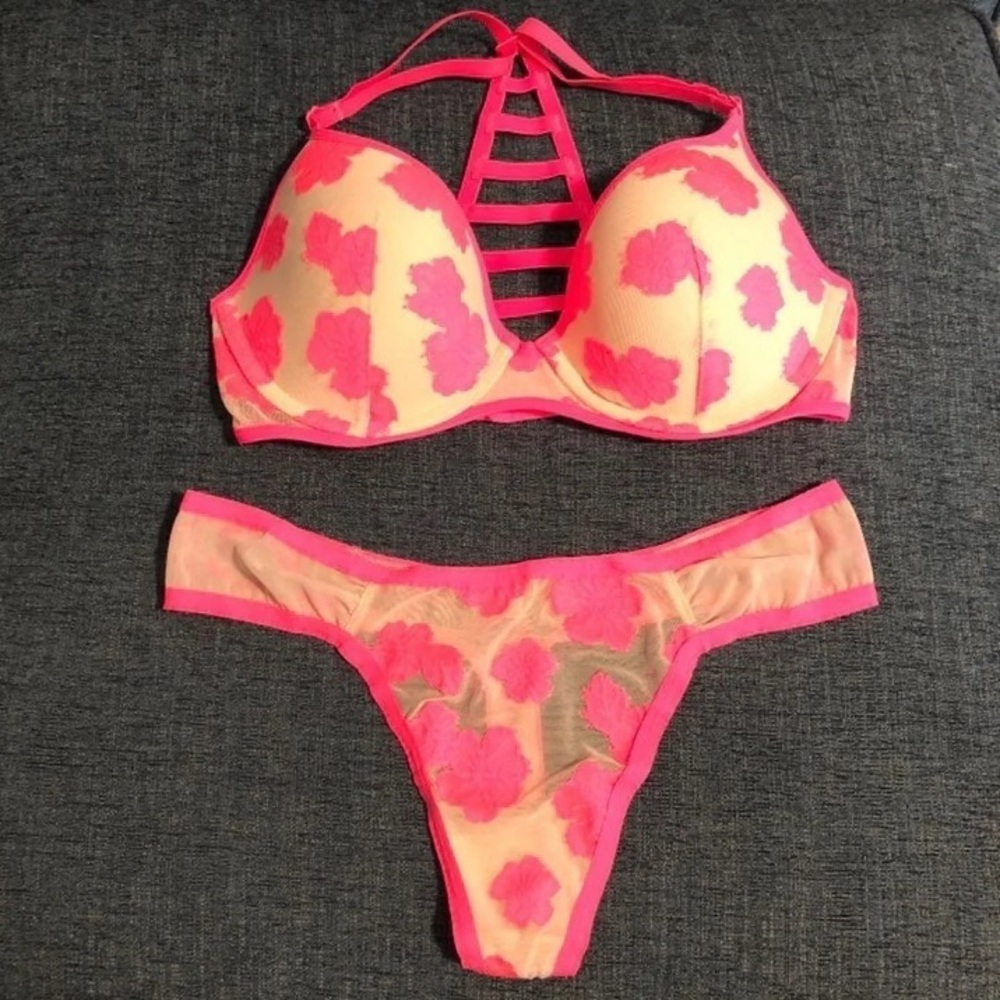 Victoria Secret Pink Neon Bra and Thong